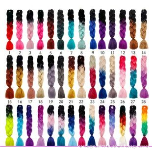 DTL Factory Wholesale Hot selling Ombre Braiding Hair Wholesale 100g African Crochet Braids Hair 24 inch Synthetic Hair